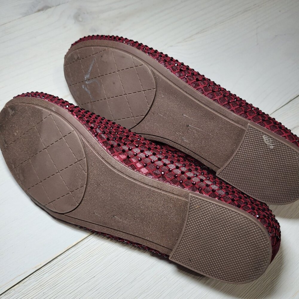 JellyPop Mesh Flats Burgundy Sparkle Bow Memory Foam Shoes - Picture 5 of 5